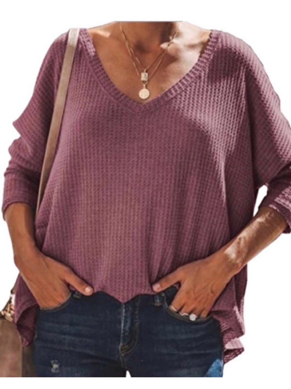 Waffle Slouchy Shrug Top, Size Medium, NWT